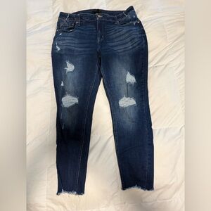 Maurices Dark Blue Distressed Skinny Jeans